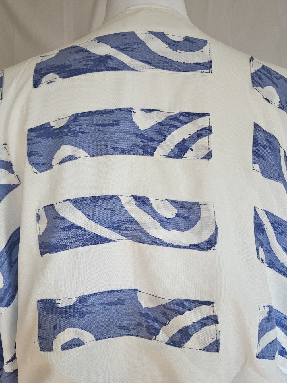 Nativewear Designs Vintage Crop Jacket L Rayon Blue White Avant Garde Boho - Picture 6 of 14